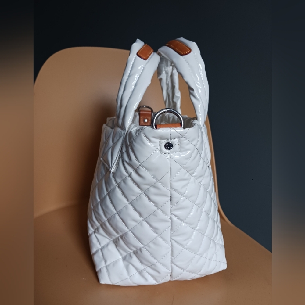 Mz Wallace Quilted Chalk Liquid, Lacquer Bag, Purse, WITHOUT CROSSBODY STRAP - Picture 5 of 13